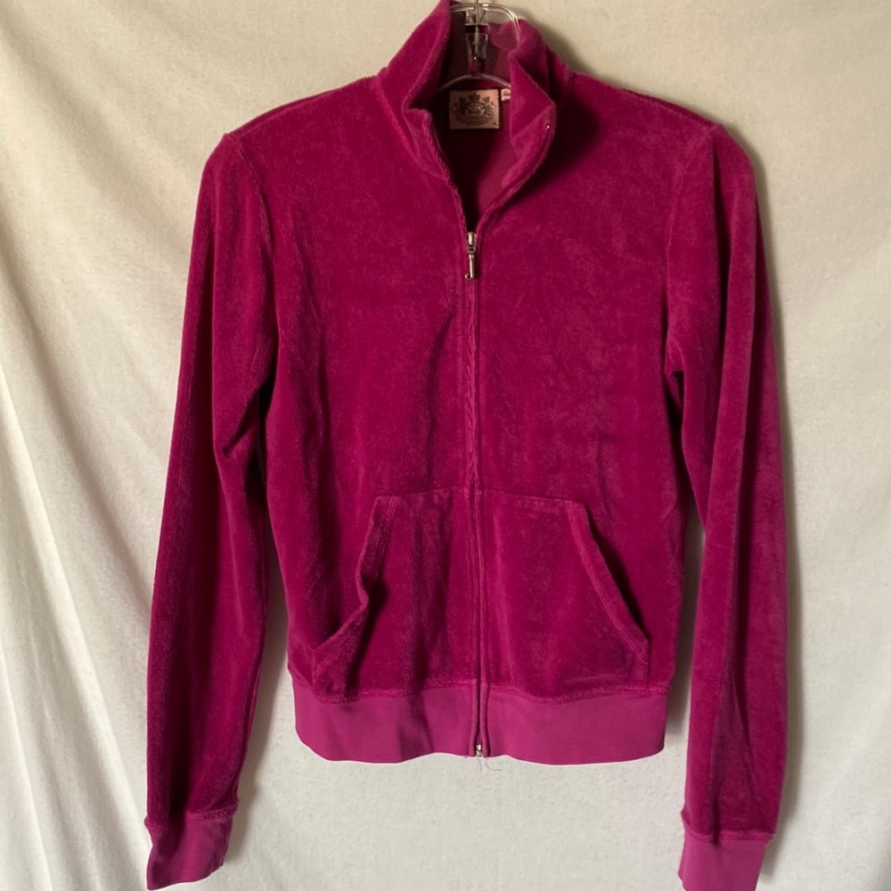 Juicy Couture Magenta Terry Mock Neck Jacket